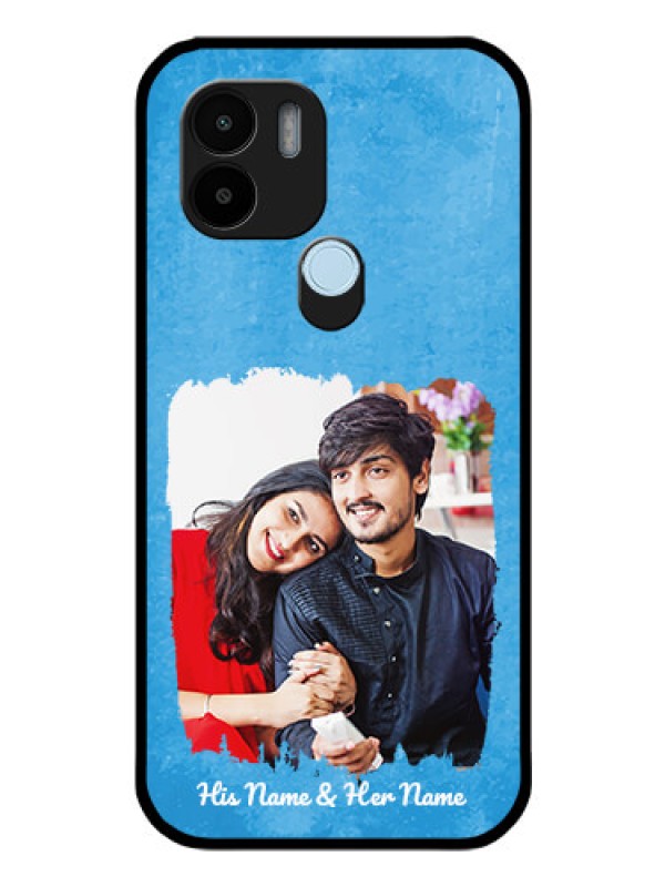 Custom Poco C51 Custom Glass Phone Case - Blue Color Vintage Design