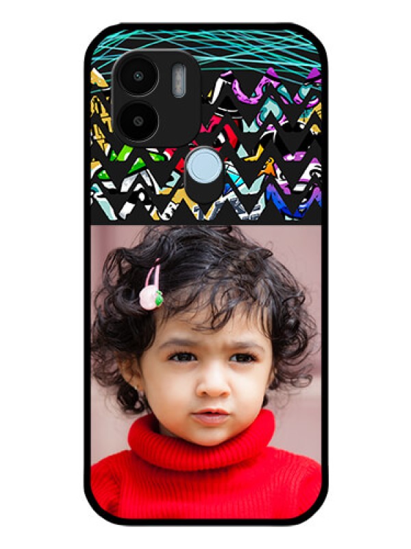 Custom Poco C51 Personalized Glass Phone Case - Neon Abstract Design