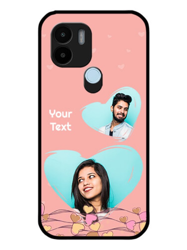 Custom Poco C51 Custom Glass Mobile Case - Love Doodle Design