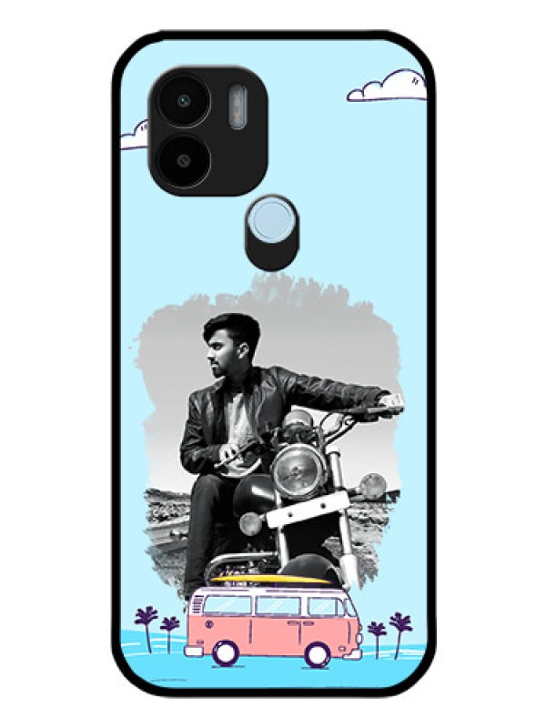 Custom Poco C51 Photo Printing on Glass Case - Travel & Adventure Design