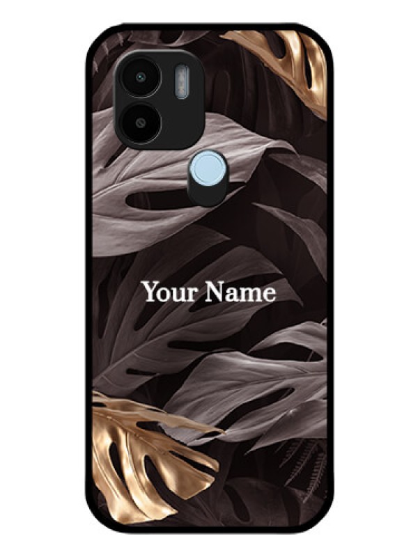 Custom Poco C51 Personalised Glass Phone Case - Wild Leaves digital paint Design