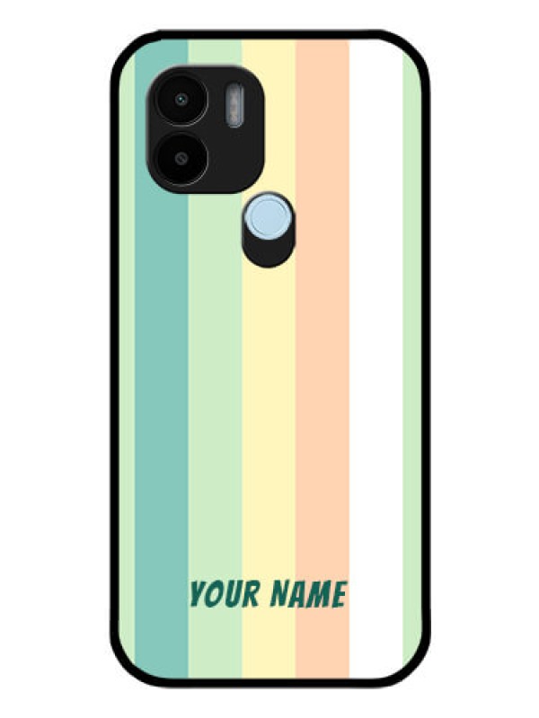 Custom Poco C51 Photo Printing on Glass Case - Multi-colour Stripes Design