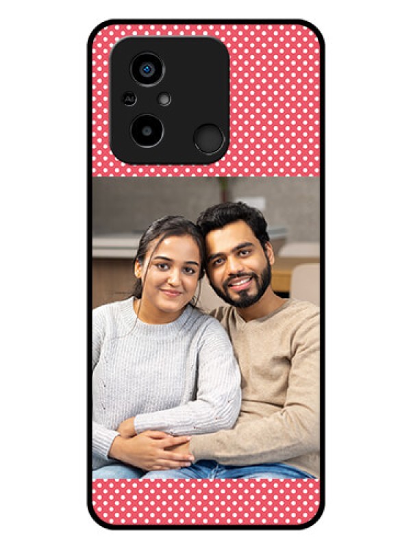 Custom Poco C55 Custom Glass Phone Case - White Dotted Design
