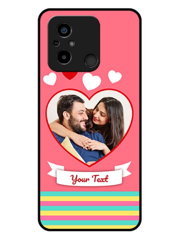 Custom Poco C55 Photo Printing on Glass Case - Love Doodle Design