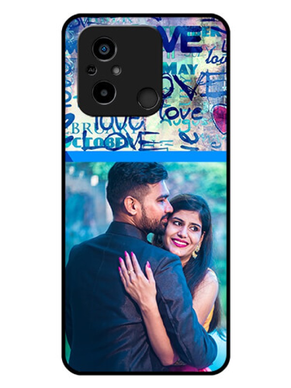 Custom Poco C55 Custom Glass Mobile Case - Colorful Love Design