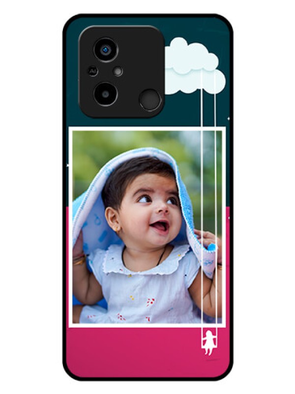 Custom Poco C55 Custom Glass Phone Case - Cute Girl with Cloud Design