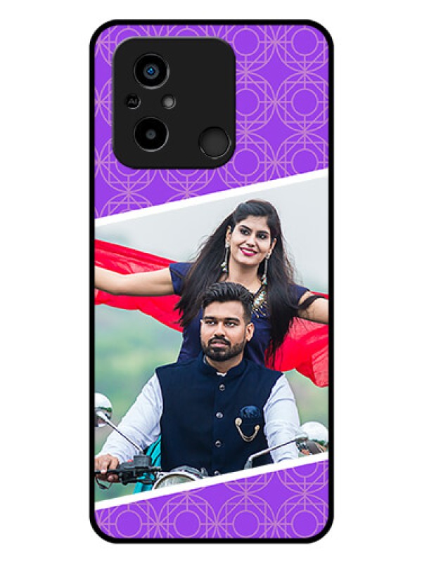Custom Poco C55 Custom Glass Phone Case - Violet Pattern Design