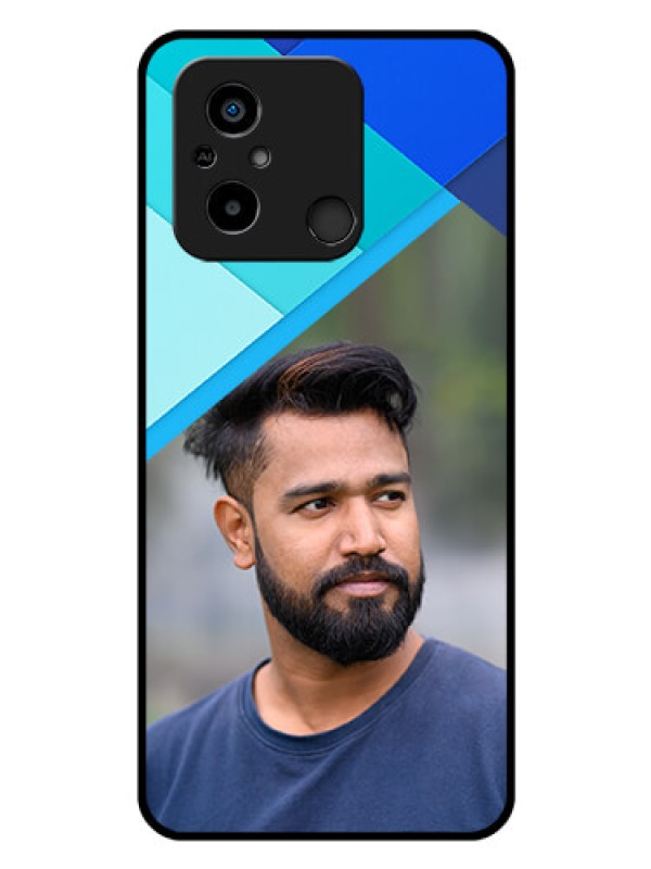 Custom Poco C55 Custom Glass Phone Case - Blue Pattern Design