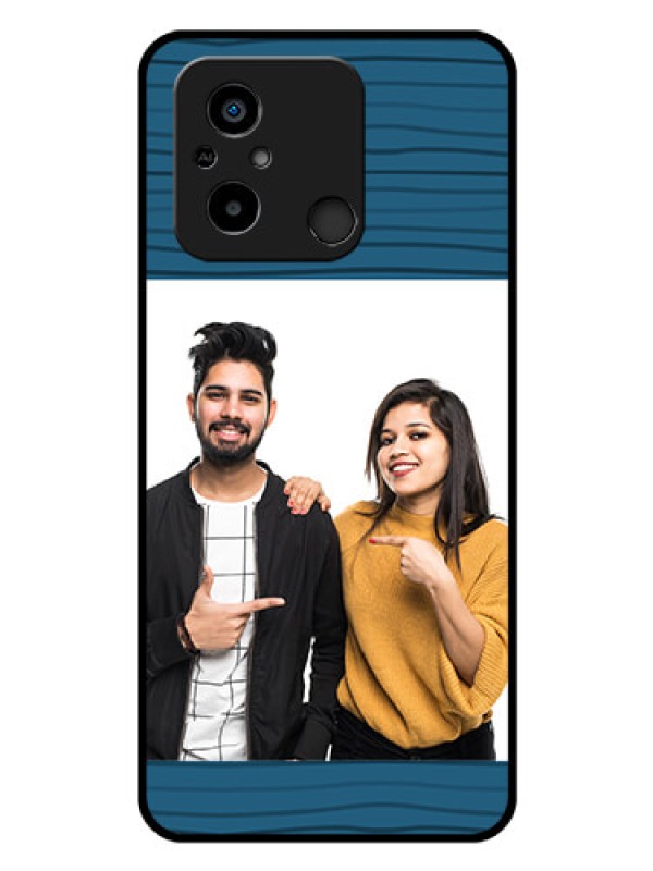 Custom Poco C55 Custom Glass Phone Case - Blue Pattern Cover Design