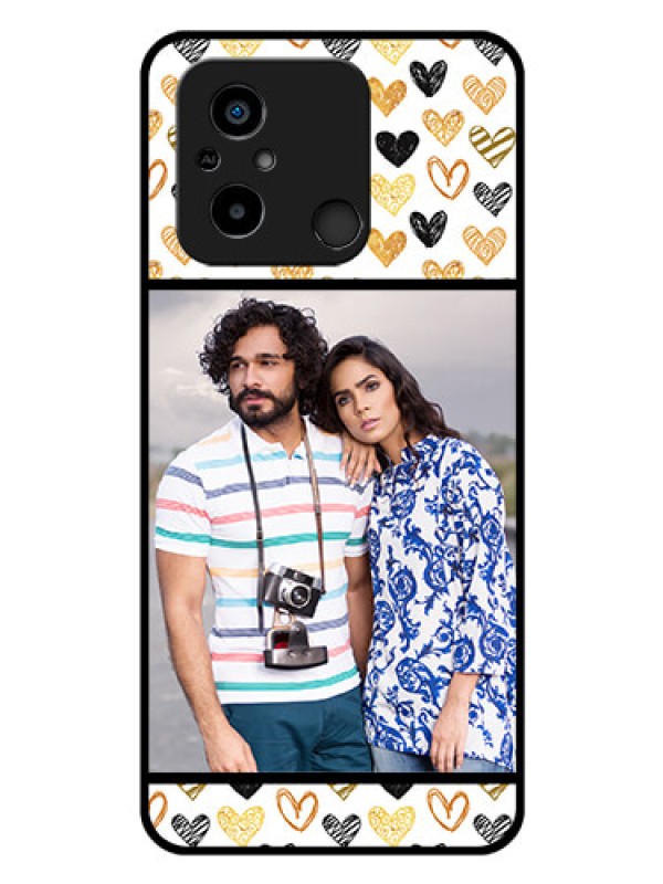Custom Poco C55 Photo Printing on Glass Case - Love Symbol Design