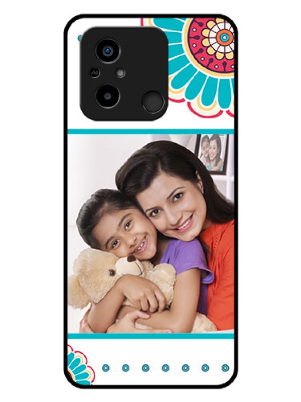 Custom Poco C55 Custom Glass Phone Case - Flower Design