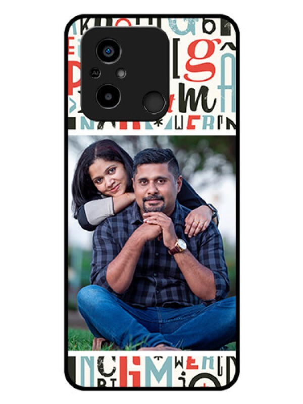 Custom Poco C55 Personalized Glass Phone Case - Alphabet Design