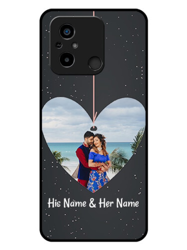 Custom Poco C55 Custom Glass Phone Case - Hanging Heart Design