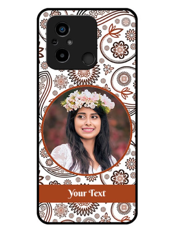 Custom Poco C55 Custom Glass Mobile Case - Abstract Flower Design