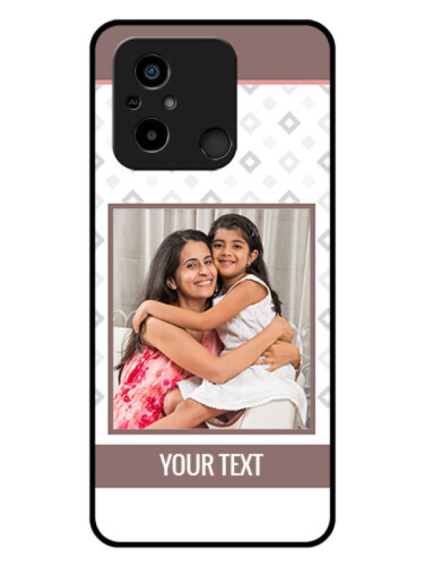 Custom Poco C55 Photo Printing on Glass Case - Simple Diamond Design
