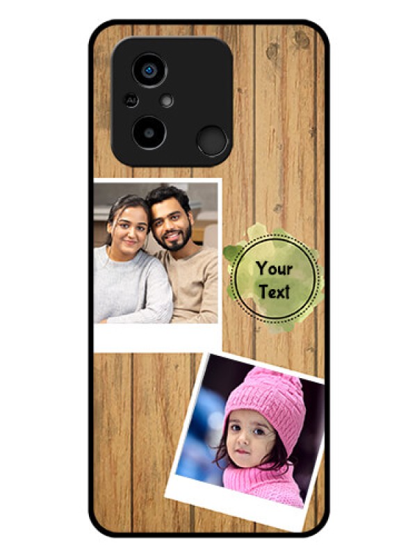 Custom Poco C55 Custom Glass Phone Case - Wooden Texture Design