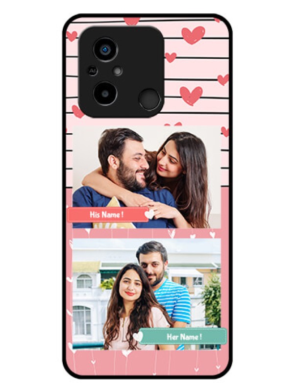 Custom Poco C55 Custom Glass Mobile Case - Photo with Heart Design