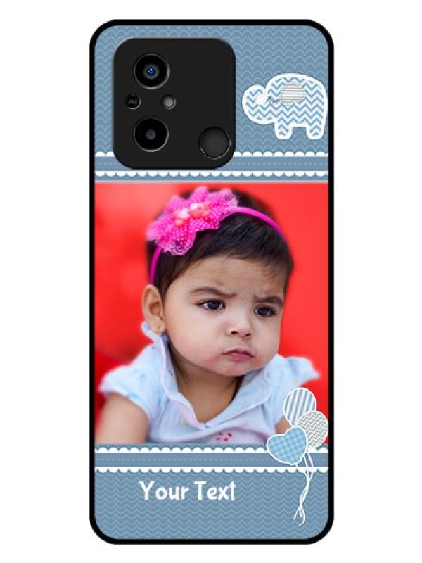 Custom Poco C55 Photo Printing on Glass Case - with Kids Pattern Design