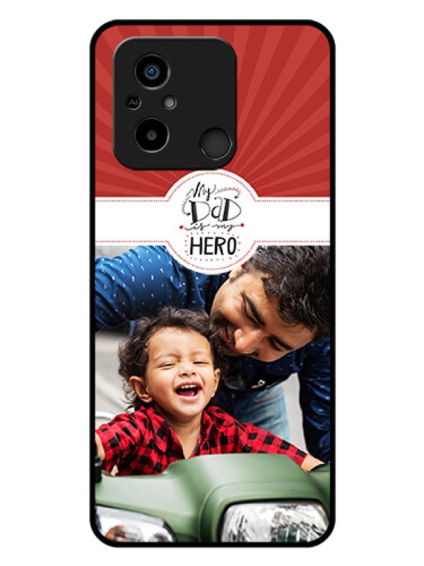 Custom Poco C55 Photo Printing on Glass Case - My Dad Hero Design