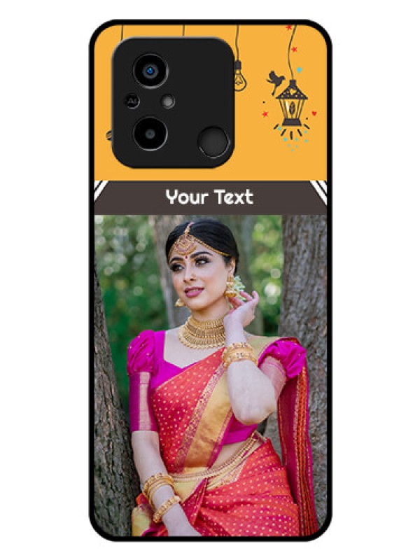 Custom Poco C55 Custom Glass Mobile Case - with Family Picture and Icons