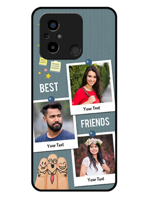 Custom Poco C55 Personalized Glass Phone Case - Sticky Frames and Friendship Design