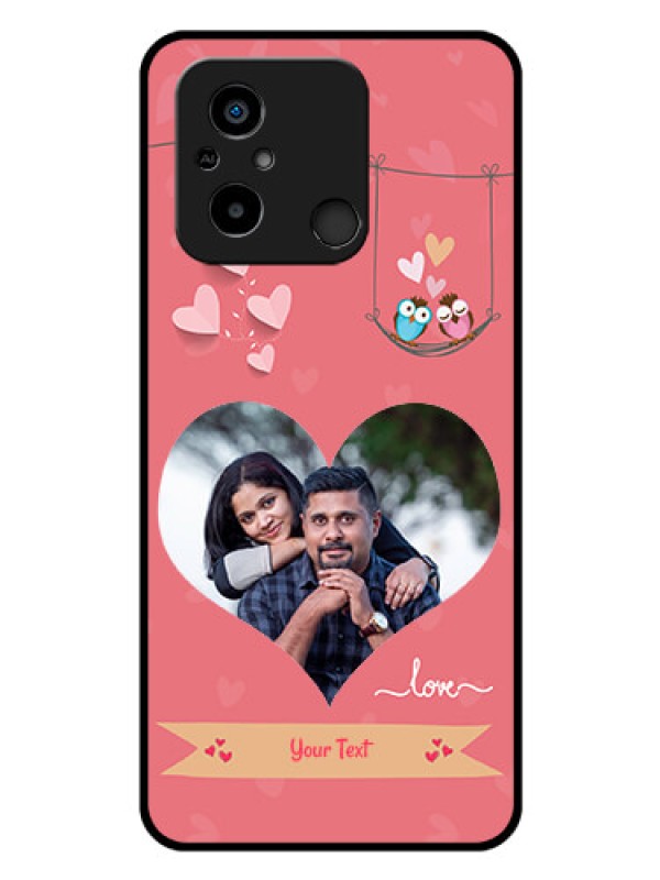 Custom Poco C55 Personalized Glass Phone Case - Peach Color Love Design