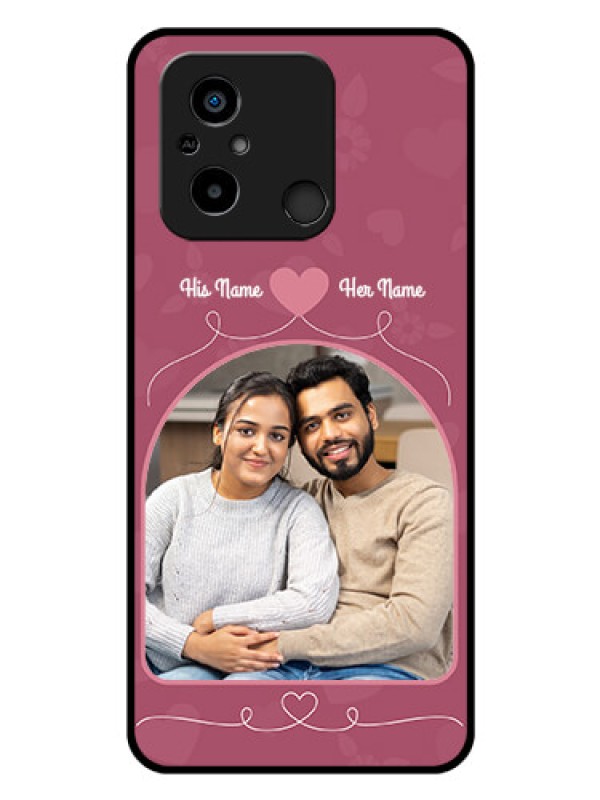 Custom Poco C55 Photo Printing on Glass Case - Love Floral Design
