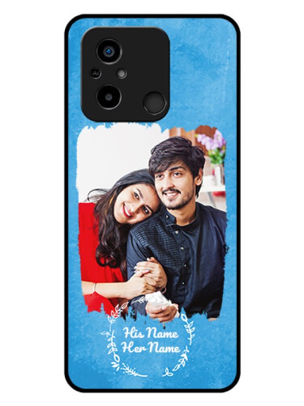 Custom Poco C55 Custom Glass Phone Case - Blue Color Vintage Design