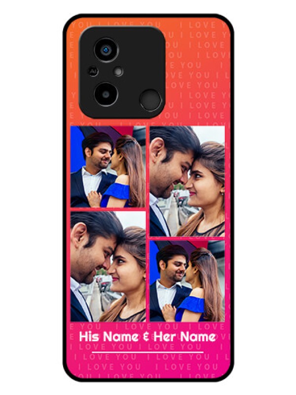 Custom Poco C55 Custom Glass Phone Case - I Love You Pink Design