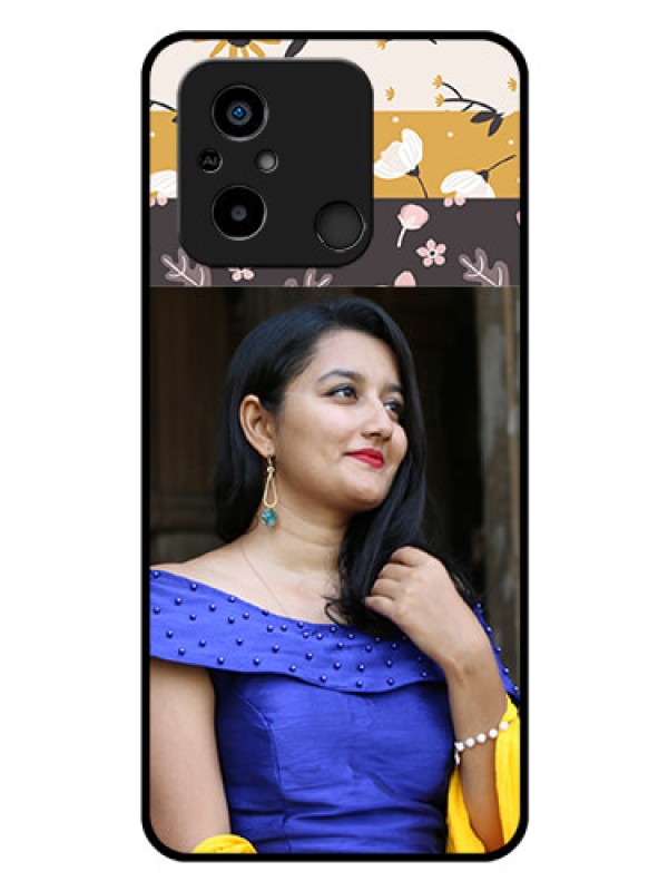 Custom Poco C55 Custom Glass Phone Case - Stylish Floral Design