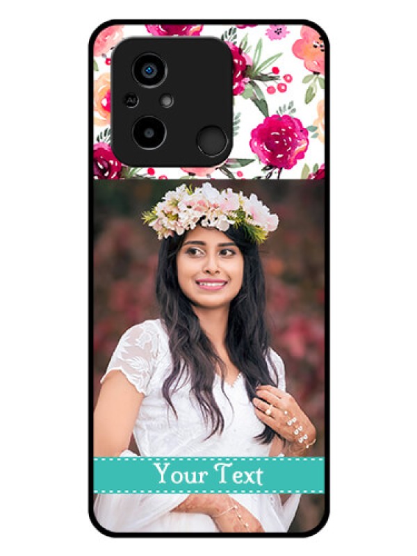 Custom Poco C55 Custom Glass Phone Case - Watercolor Floral Design