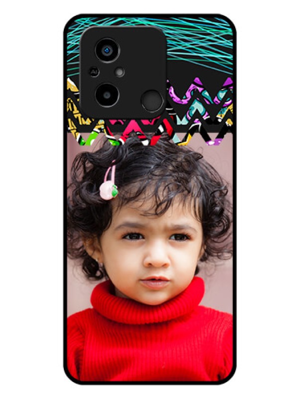 Custom Poco C55 Personalized Glass Phone Case - Neon Abstract Design