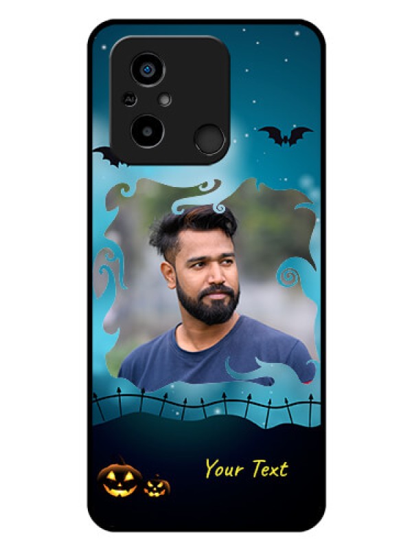 Custom Poco C55 Custom Glass Phone Case - Halloween frame design