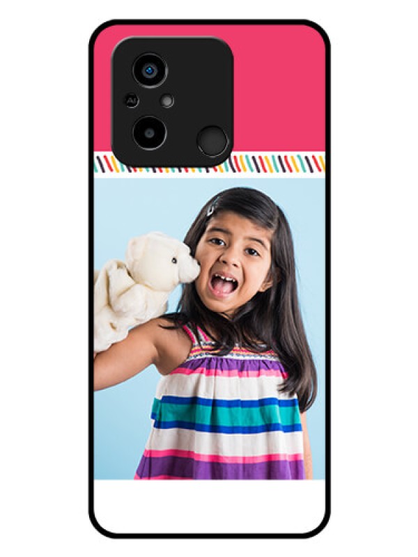 Custom Poco C55 Personalized Glass Phone Case - Line art design