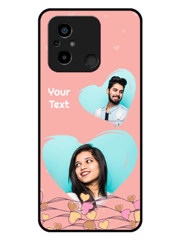 Custom Poco C55 Custom Glass Mobile Case - Love Doodle Design