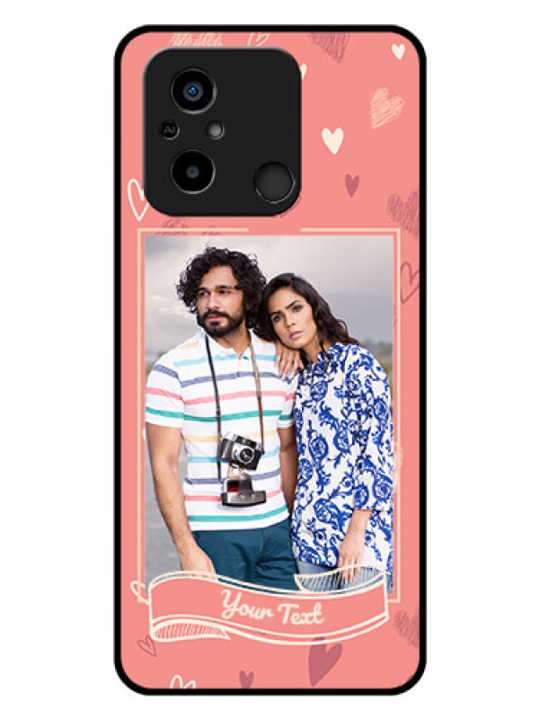 Custom Poco C55 Custom Glass Phone Case - Love doodle art Design