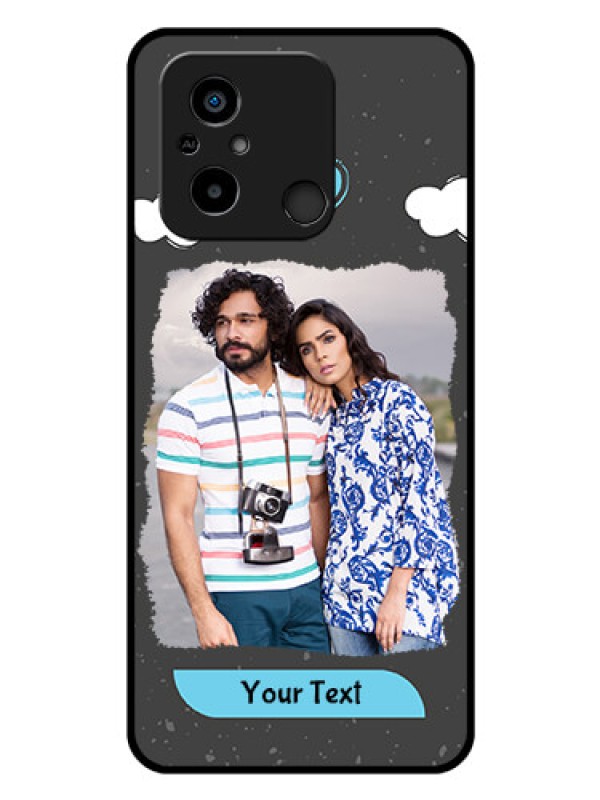 Custom Poco C55 Custom Glass Phone Case - Splashes with love doodles Design