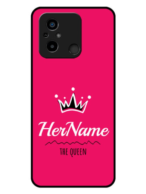 Custom Poco C55 Glass Phone Case Queen with Name