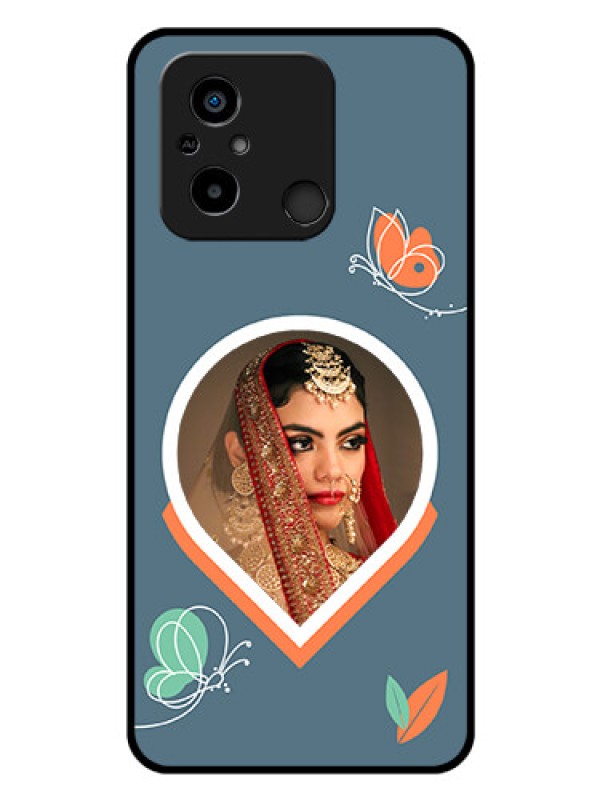 Custom Poco C55 Custom Glass Mobile Case - Droplet Butterflies Design