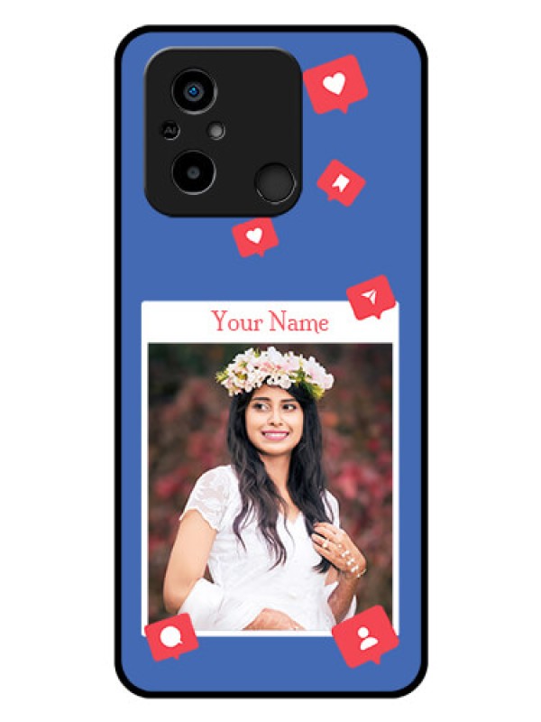Custom Poco C55 Custom Glass Phone Case - Like Share And Comment Design