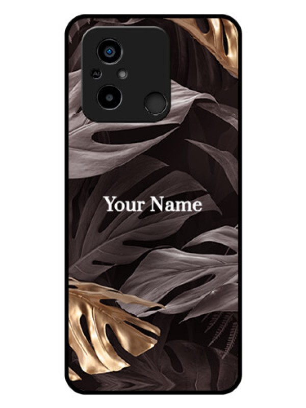 Custom Poco C55 Personalised Glass Phone Case - Wild Leaves digital paint Design