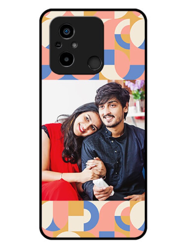Custom Poco C55 Photo Printing on Glass Case - Semi-circle Maze Pattern Design