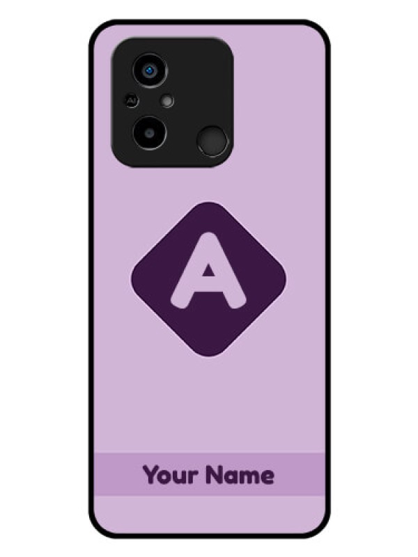 Custom Poco C55 Custom Glass Mobile Case - Custom Letter in curved badge Design