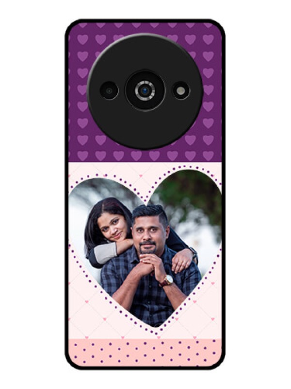 Custom Poco C61 Custom Glass Phone Case - Violet Love Dots Design