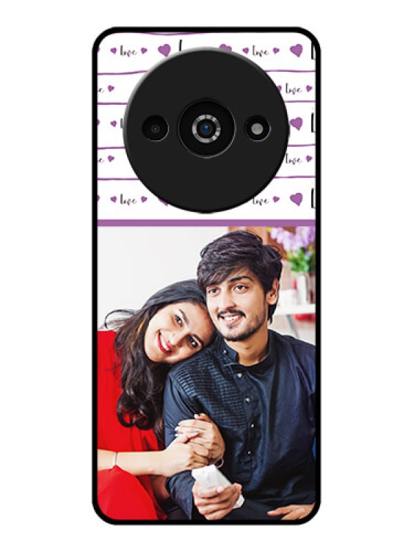 Custom Poco C61 Custom Glass Phone Case - Couples Heart Design