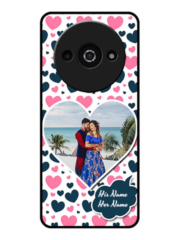 Custom Poco C61 Custom Glass Phone Case - Pink & Blue Heart Design