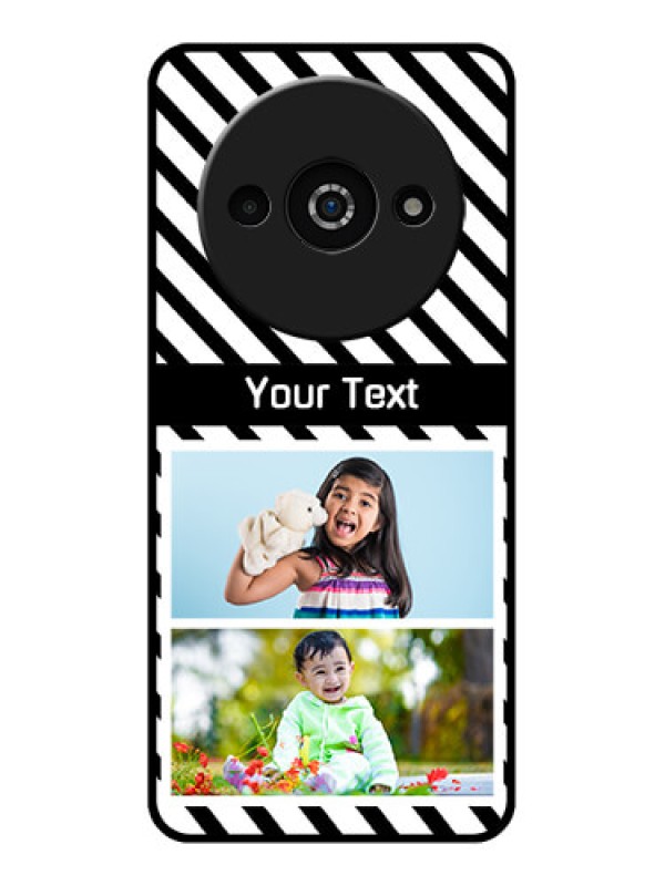 Custom Poco C61 Custom Glass Phone Case - Black And White Stripes Design