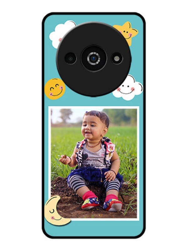 Custom Poco C61 Custom Glass Phone Case - Smiley Kids Stars Design
