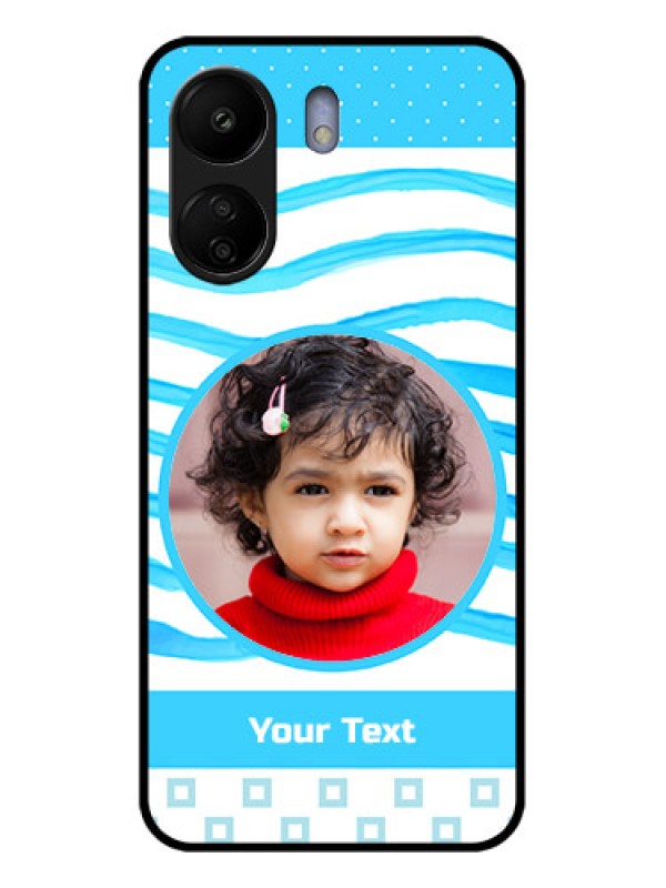 Custom Poco C65 Custom Glass Phone Case - Simple Blue Case Design