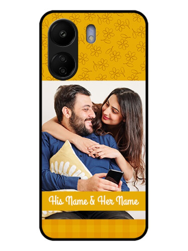 Custom Poco C65 Custom Glass Phone Case - Yellow Floral Design